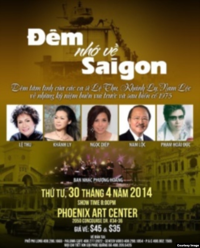 Chương trình ca nhạc “Đêm nhớ về Sài Gòn” ở San Jose hôm 30-4-2014 (ảnh Bùi Văn Phú)