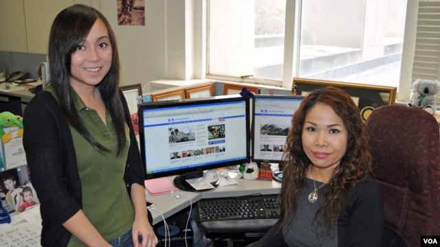 Multimedia production specialist Chau Tran (left) and Web Editor Stephanie Tu are among the talented staff at VOA's Vietnamese Service.