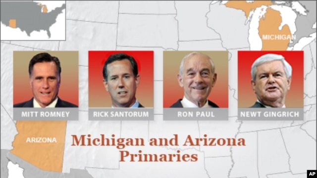 Romney, Santorum Showdown Expected in Michigan Tuesday