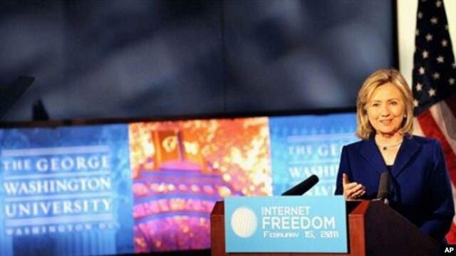 Secretary Clinton delivers remarks at George Washington University on Internet freedom, February 15, 2011
