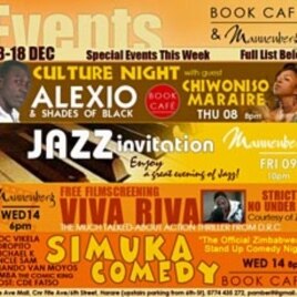 A poster announcing events at the Mannenberg Performing Arts Center in Harare, Zimbabwe before news that the center will be closing