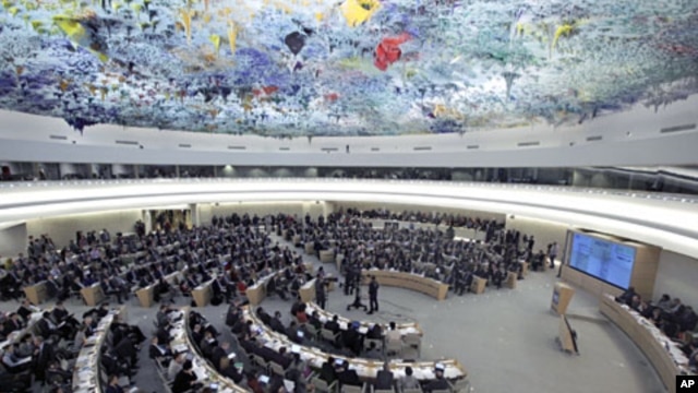 联合国人权理事会2月28日在日内瓦辩论叙利亚人权与人道局势的会场