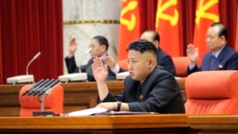 Lãnh tụ Bắc Triều Tiên Kim Jong Un tại cuộc họp Ban Chấp hành Trung ương của Đảng Lao động Triều Tiên, ngày 31/3/2013.