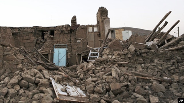 Ruins of a building in a village near the city of Varzaqan in northwestern Iran, after an earthquake, Aug. 13, 2012.  