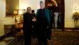 Afghanistan's President Hamid Karzai (R) shakes hands with his Indian counterpart Pranab Mukherjee ahead of their meeting at the Rashtrapati Bhavan presidential palace in New Delhi, May 21, 2013.