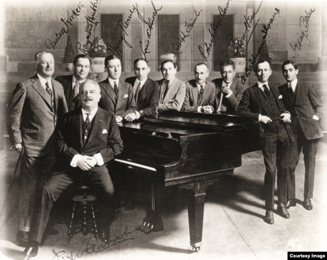 Victor Herbert, on piano stool, poses with the founding members of ASCAP in 1914. (Courtesy ASCAP)