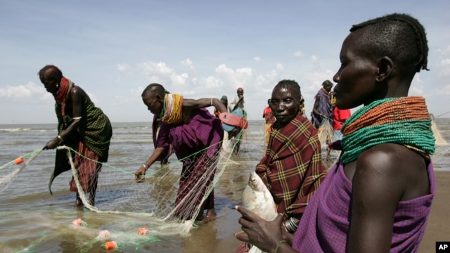 Indigenous populations at Loarengak in remote northwest Kenya surrive on fish and cattle in region where survival depends on access to water from the Omo River in Ethiopia. Ethiopia is building a hydro dam that Kenyans fear threatens Kenyan livelihoods.