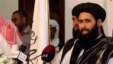 Muhammad Naeem, perwakilan dari Taliban, berbicara dengan media dalam pembukaan kantor mereka di Doha, Qatar (18/6). (AP/Osama Faisal)