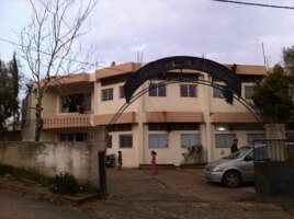 The abandoned Aabra School on the Lebanon-Syria border, home to 80 Syrian refugees.