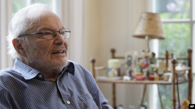 In this September 6, 2011 photo, children's book author Maurice Sendak is photographed doing an interview at his home in Ridgefield, Connecticut.