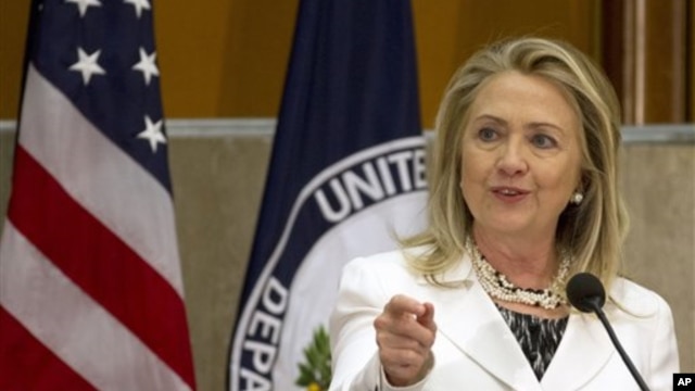 Ngoại trưởng Clinton phát biểu tại Diễn đàn toàn Thế giới các Cộng đồng nước ngoài tại Bộ Ngoại giao ở Washington, 25/7/2012