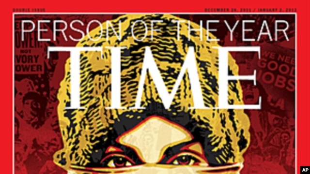 This image released by Time Magazine shows the Person of the Year issue featuring "The Protester." The magazine cited dissent across the Middle East that has spread to Europe and the United States, and says these protesters are reshaping global politics, 