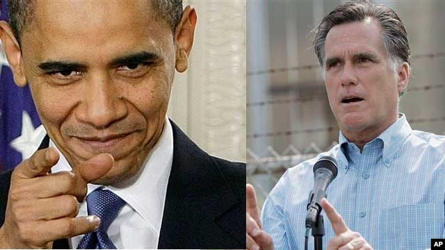 Predsednik Barak Obama i njegov republikanski rival Mit Romni