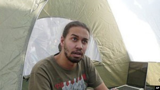 Tarek Hefny in his tent on Cairo's Tahrir Square