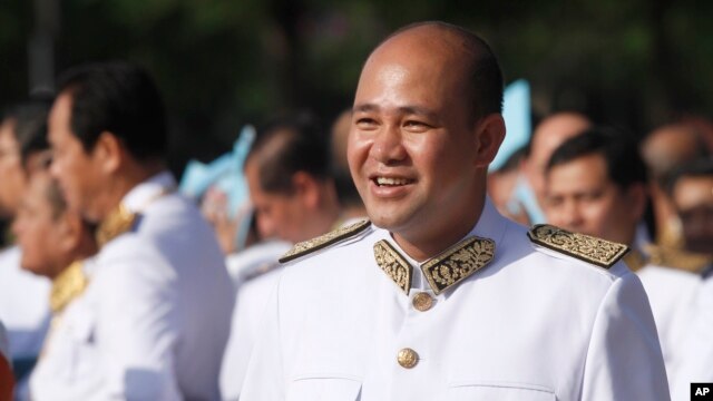 FILE - Hun Many, Cambodian Prime Minister Hun Sen's son, attends the Independence Day celebrations in Phnom Penh, Cambodia, Nov. 9, 2015.