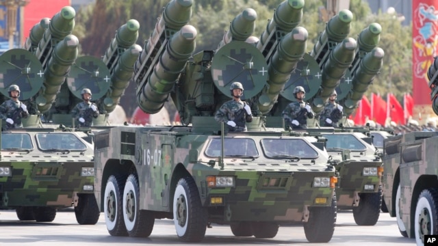 Tên lửa của Trung Quốc trong cuộc diễu hành quân sự tại Quảng trường Thiên An Môn ở Bắc Kinh.(Ảnh tư liệu).
