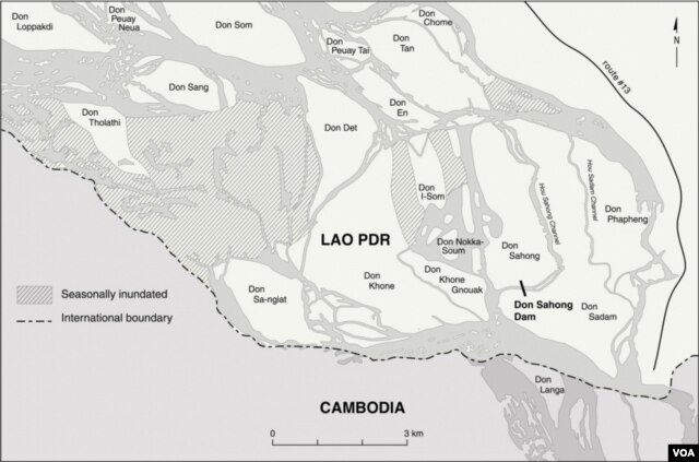 Bản đồ các công trường xây dựng của dự án đập Don Sahong.