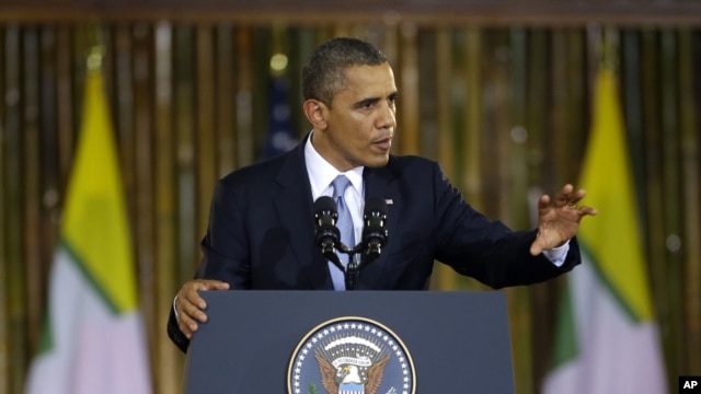 U.S. President Barack Obama speaks at Rangoon University’s Convocation Hall in Rangoon, Burma, Monday, Nov. 19, 2012.