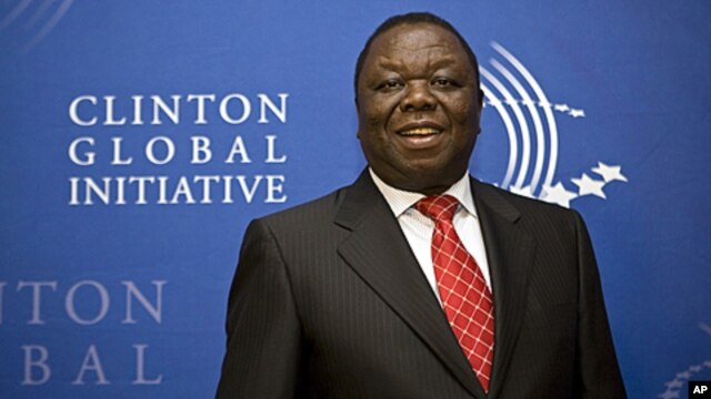 Zimbabwe's Prime Minister Morgan Tsvangirai arrives at the Clinton Global Initiative reception at the Museum of Modern Art  in New York, September 21, 2011.