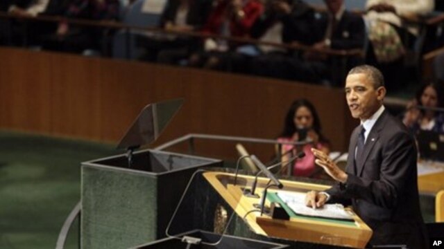 President  Barack Obama addresses the 67th session of the United Nations General Assembly at U.N. headquarters, Tuesday, Sept. 25, 2012.  (AP Photo/Mary Altaffer)