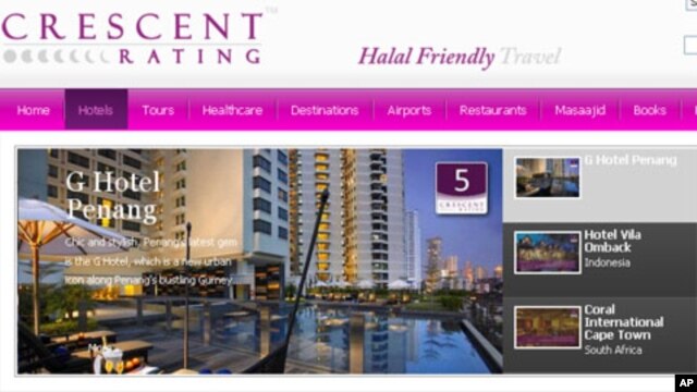 A partial screenshot of crescentrating.com, a website catering to customers looking for Halal friendly travel options