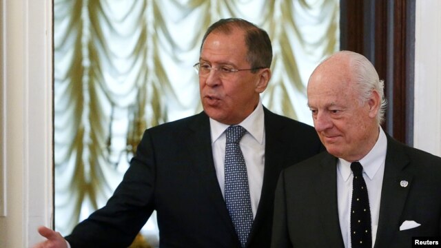 Ngoại trưởng Nga Sergei Lavrov và Đặc sứ Liên Hiệp Quốc về Staffan de Mistura tại Moscow, ngày 3/5/2016.