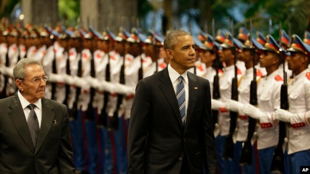 ABŞ prezidenti Barak Obamanın Kuba prezidenti Raul Kastro tərəfindən rəsmi qəbulu