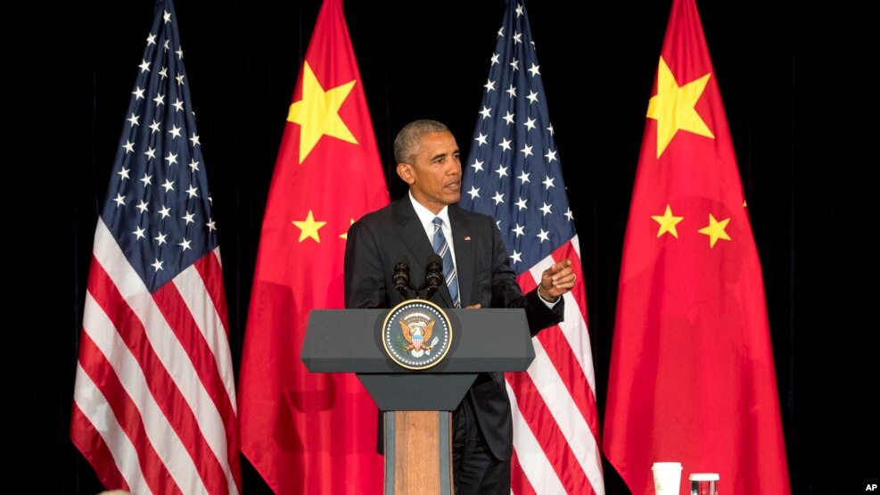 Tổng thống Obama phát biểu trong một cuộc họp báo sau khi kết thúc Hội nghị Thượng đỉnh G-20 ở Hàng Châu, Trung Quốc, ngày 5 tháng 9 năm 2016.