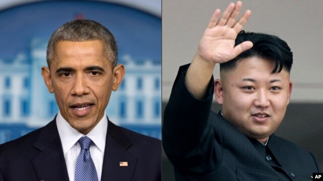 바락 오바마 미국 대통령과 김정은 북한 국방위원회 제1위원장 (자료사진)