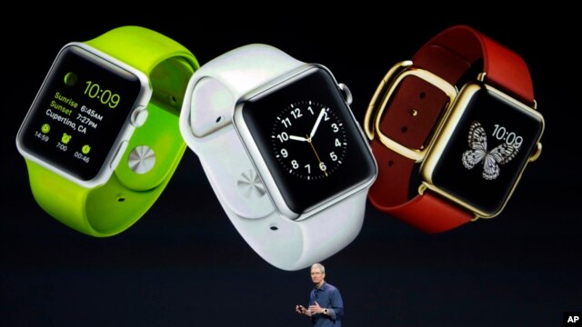 Apple CEO Tim Cook discusses the new Apple Watch on Tuesday, Sept. 9, 2014, in Cupertino, Calif. (AP Photo/Marcio Jose Sanchez)