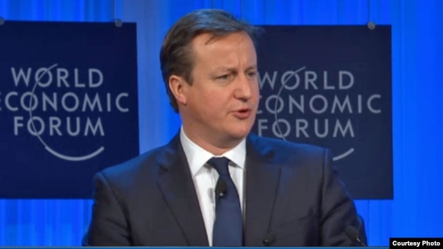 Prime Minister David Cameron of Britain addresses 2013 World Economic Forum Annual Meeting. (Credit: WEC)