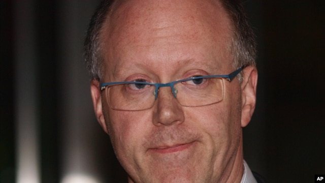 BBC Director-General, George Entwistle, announces his resignation from the BBC outside New Broadcasting House in central London on Nov. 10, 2012. 