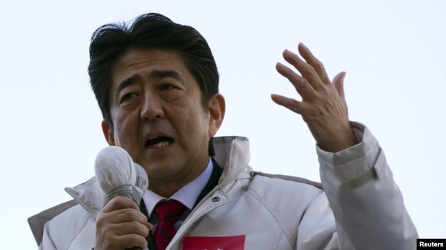 Cựu thủ tướng Shinzo Abe, lãnh đạo của Ðảng Dân chủ Tự do bảo thủ LDP.