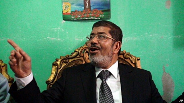 Egyptian presidential candidate Mohamed Morsi, of the Muslim Brotherhood, at his home in the Delta Village, Edwa, April 23, 2012               