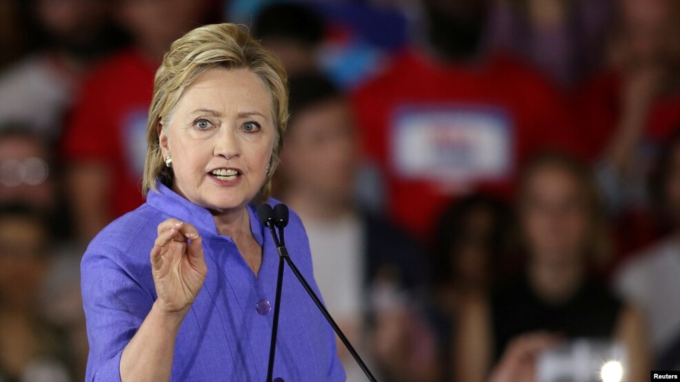 Ứng cử viên tổng thống Đảng Dân chủ Hillary Clinton vận động tranh cử tại thành phố Cincinnati, bang Ohio, ngày 27 tháng 6, 2016.