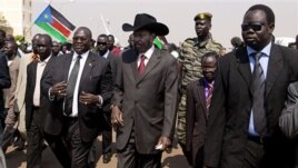 Salva Kiir, President of Southern Sudan  and other senior members of his administration (file photo0