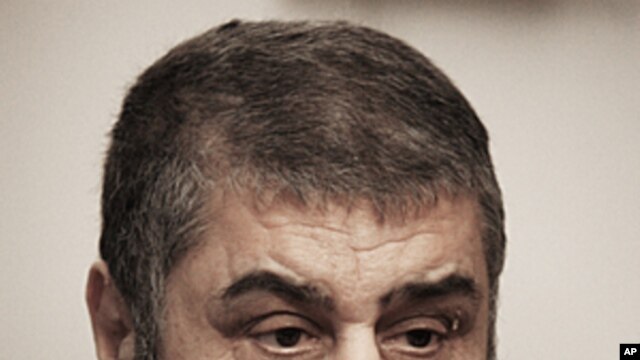 In this January 24, 2012 photo, Muslim Brotherhood nominated deputy leader and presidential candidate Khayrat el-Shater speaks during an interview with the Associated Press in Cairo, Egypt.