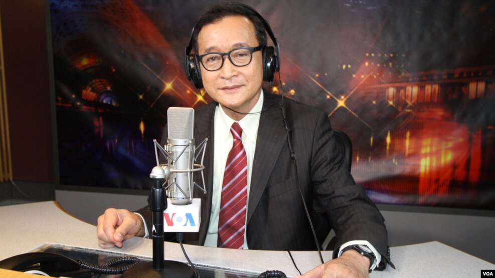 President of the opposition Cambodia National Rescue Party Sam Rainsy is in VOA studio in Washington as a guest for special Hello VOA on Wednesday February 4, 2016. (Soeung Sophat/VOA Khmer)
