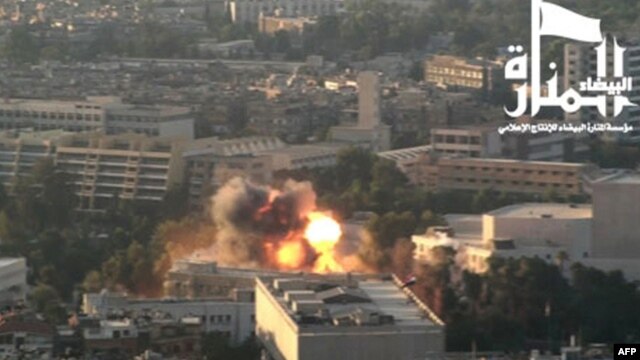 Image from Jabhat al-Nusra video that claims responsibility for September bombing of army headquarters in Damascus. (AFP)