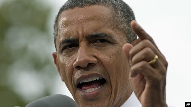 President Barack Obama speaks at a campaign event at Schiller Park, Sept. 17, 2012, in Columbus, Ohio. 
