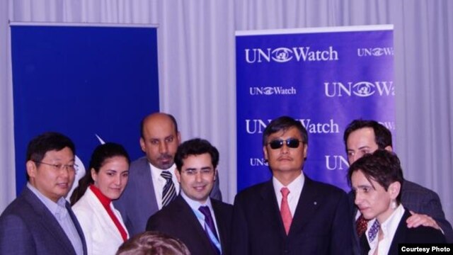陈光诚和杨建利11月4日出席联合国观察记者会