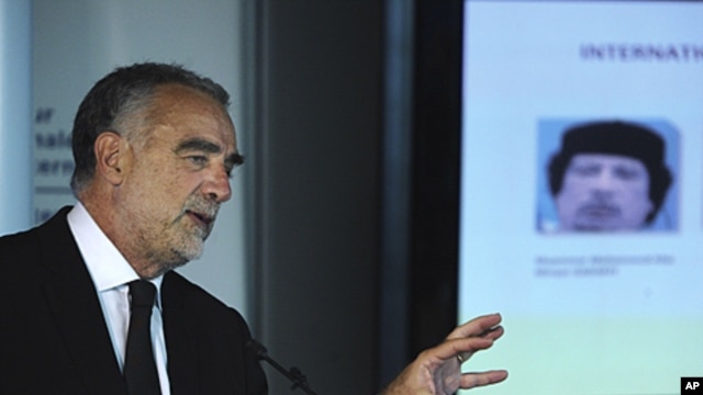 International Criminal Court Prosecutor Luis Moreno-Ocampo speaks during a press conference at the ICC in The Hague, Netherlands, June 28, 2011.