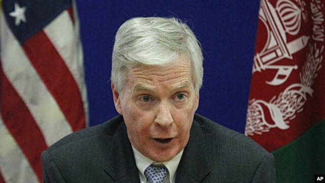U.S. Ambassador to Afghanistan Ryan Crocker speaks during a press conference at the U.S. Embassy in Kabul, December 10, 2011.