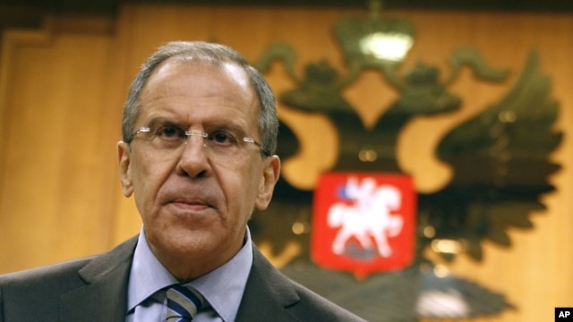 Russian Foreign Minister Sergey Lavrov speaks at a news conference in Moscow, Russia, June 9, 2012. 