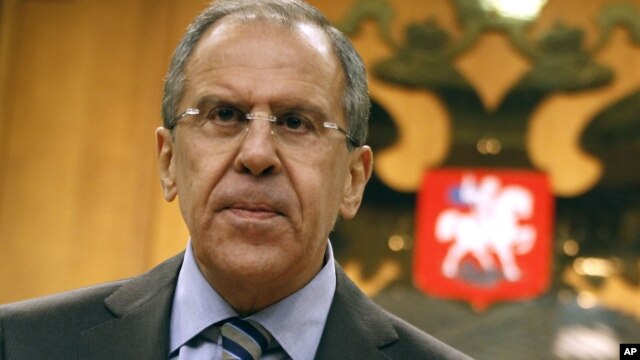 Russian Foreign Minister Sergey Lavrov speaks at a news conference in Moscow, Russia, June 9, 2012. 