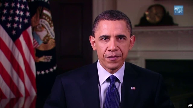 US President Barack Obama delivers his weekly address, March 12, 2011