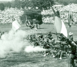 In 1961, Manassas National Battlefield hosted a re-enactment. Although still popular with many people, re-enactments are now deemed an inappropriate way to commemorate the Civil War by the National Park Service.