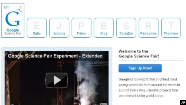 A screenshot of Google's Science Fair webpage