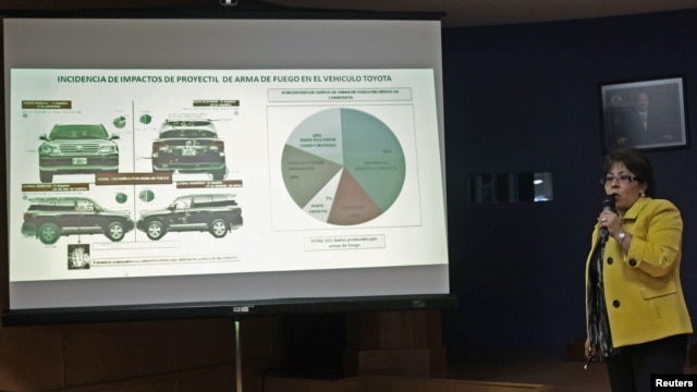 Victoria Pacheco Jiménez, subprocuradora de Control Regional, Procedimientos Penales y Amparo de la Procuraduría explica los detalles del atentado a una camioneta en que viajaban dos agentes de la CIA.