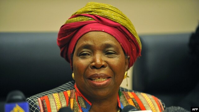  Newly elected South African minister Nkosazana Dlamini-Zuma as first female head of the African Union (AU) Commission, speaks during a press conference,July 16, 2012. 